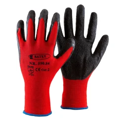 Nylonhanske med sort latexbelegg Str. 9