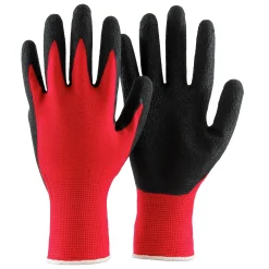 Nylonhanske med sort latexbelegg Str. 11