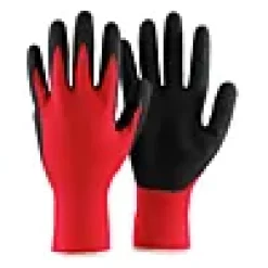 Nylonhanske med sort latexbelegg Str. 10