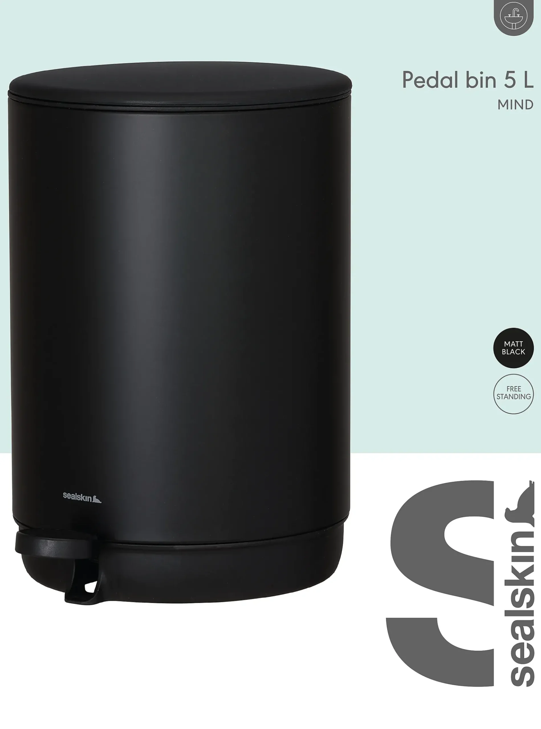 Pedalbøtte Mind sort 5l
