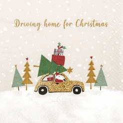 Servietter 33x33cm Driving Home for Xmas