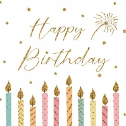 Servietter 33x33cm Happy Candles