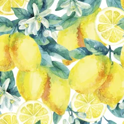 Servietter 33x33cm Watercolor Lemons white