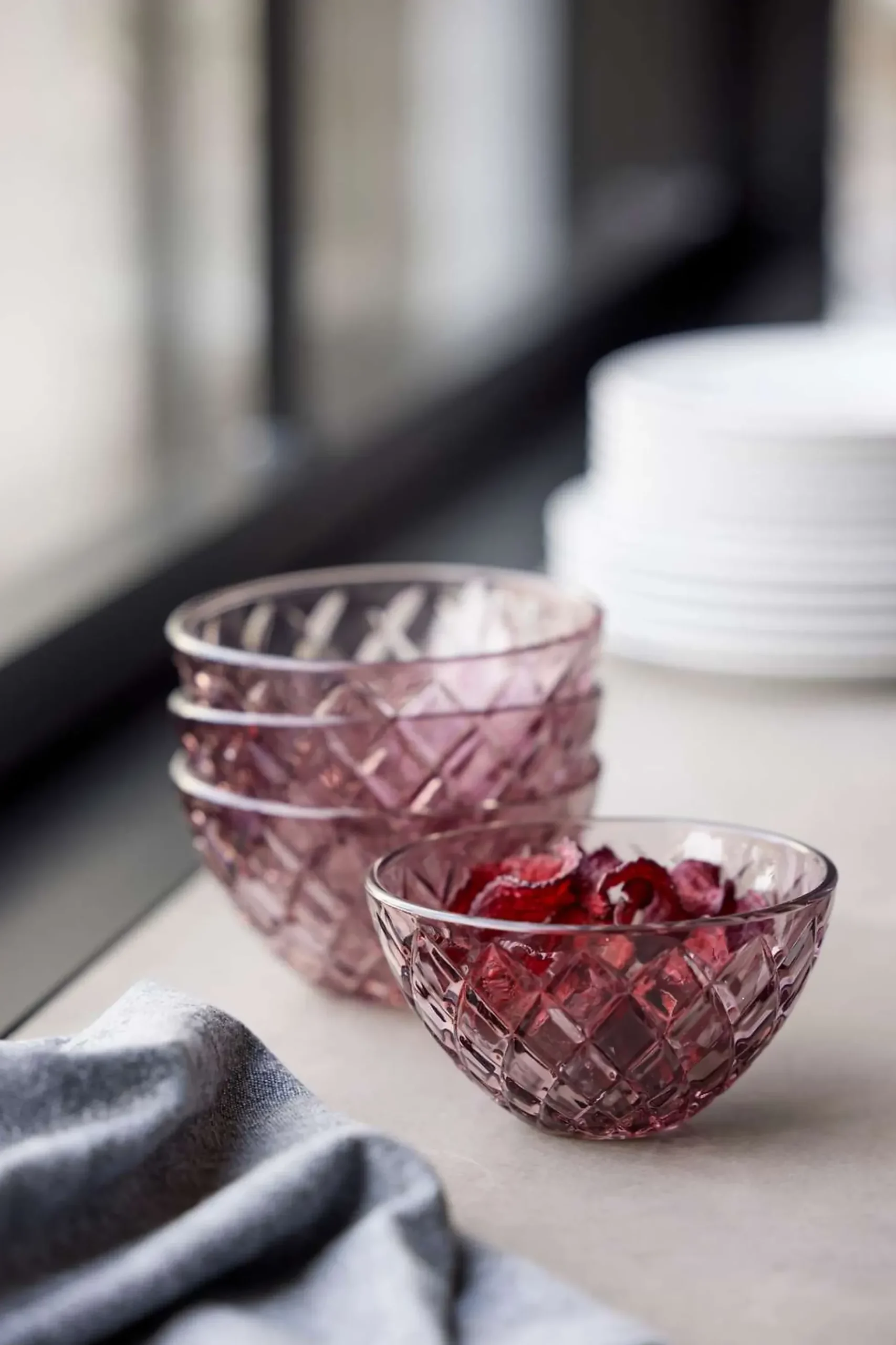 SKÅL SORRENTO 12CM 4STK. ROSA GLASS