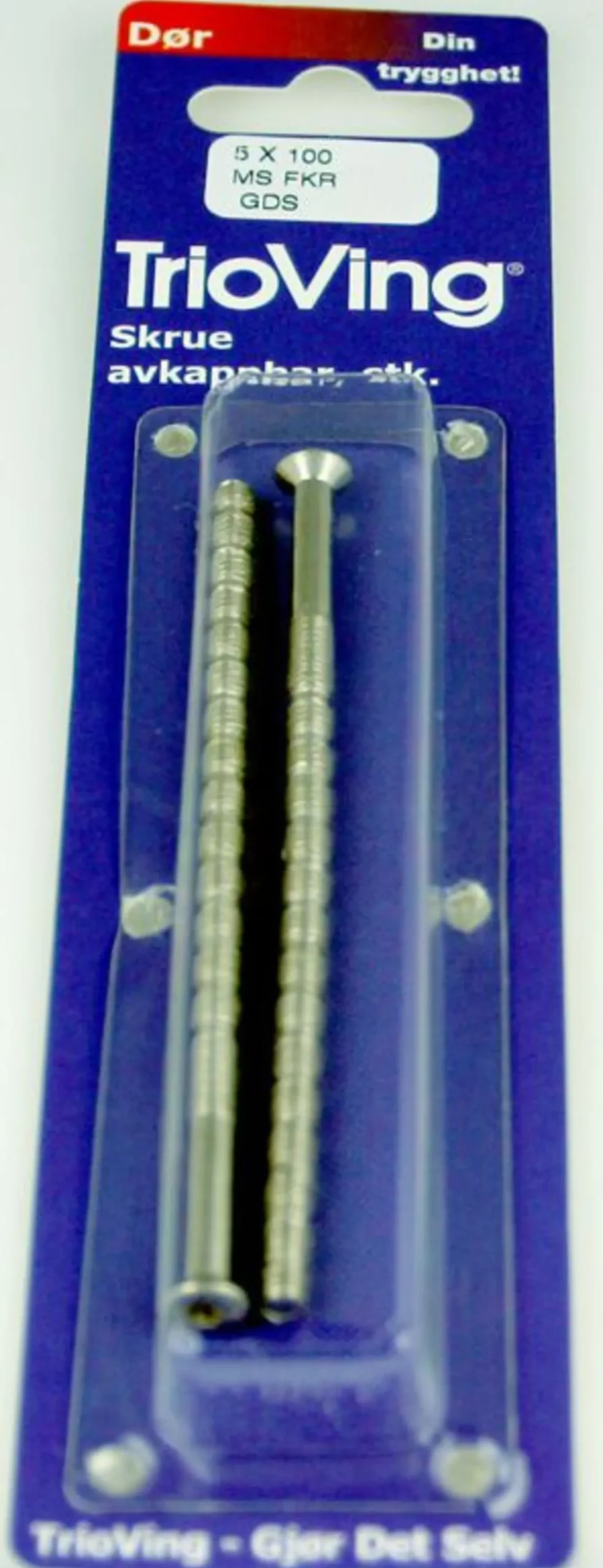 Skrue for sylinderskilt messing forkrommet 5x100mm