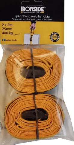 Spennbånd 400kg 25mm m/håndtak 2m 2pk