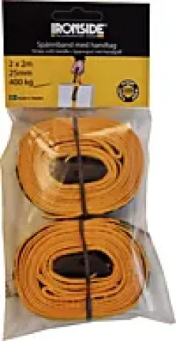 Spennbånd 400kg 25mm m/håndtak 2m 2pk