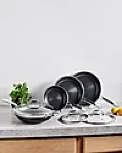 Stekepannesett hybrid med 3 stekepanner 1 Wok og 3 lokk