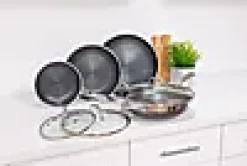 Stekepannesett hybrid med 3 stekepanner 1 Wok og 3 lokk