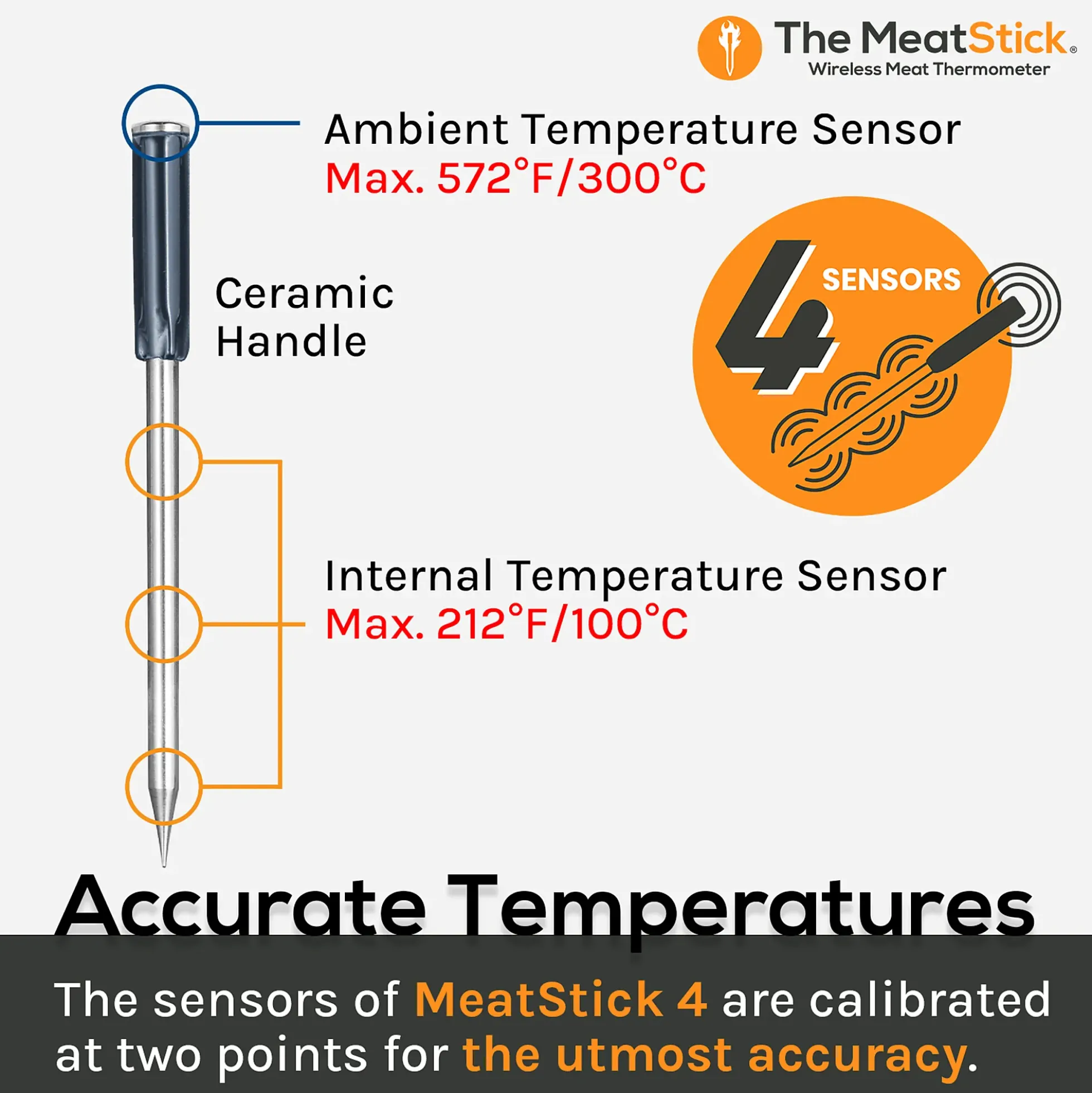 Steketermometer trådløst meatstick 4x sett