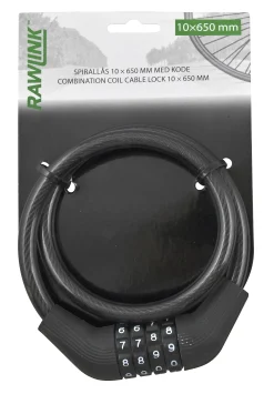 SYKKELLÅS SPRALWIRE MED KODE LENGDE 10X650MM