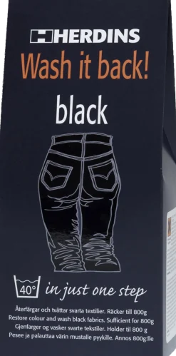 Tekstilfarge Wash it back black