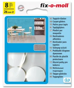 Teppeglider ø30mm hvit 8stk