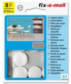 Teppeglider ø22mm hvit 8stk