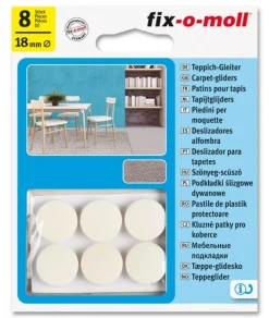 Teppeglider ø18mm hvit 8stk