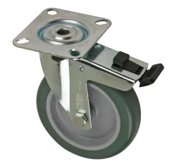 TRANSPORTHJUL Ø100MM M/PLATE OG BREMS