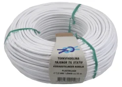 TØRKESNOR PLASTBELAGT HVIT 55M