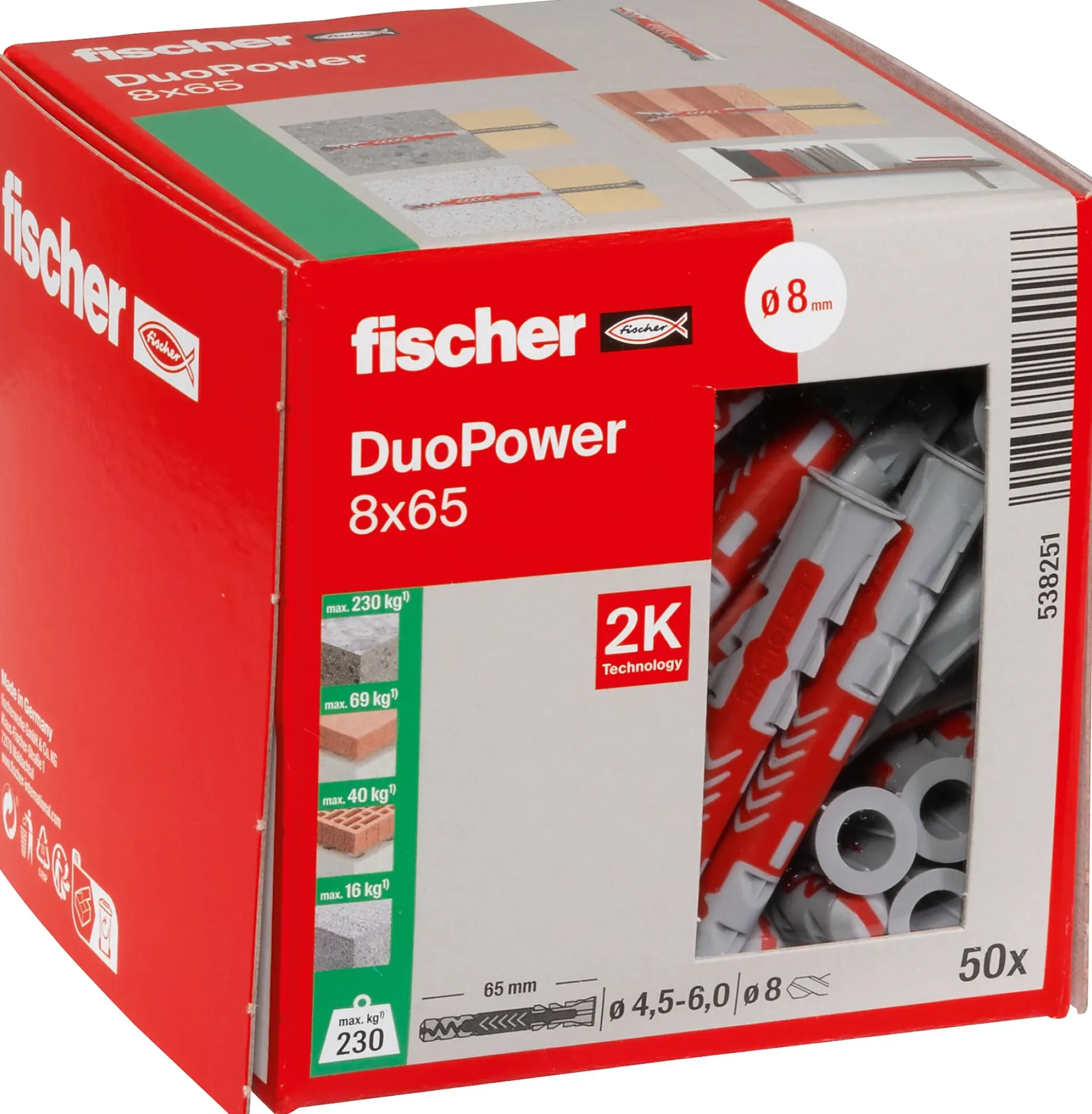 Universalplugg Duopower 8x65mm 50stk