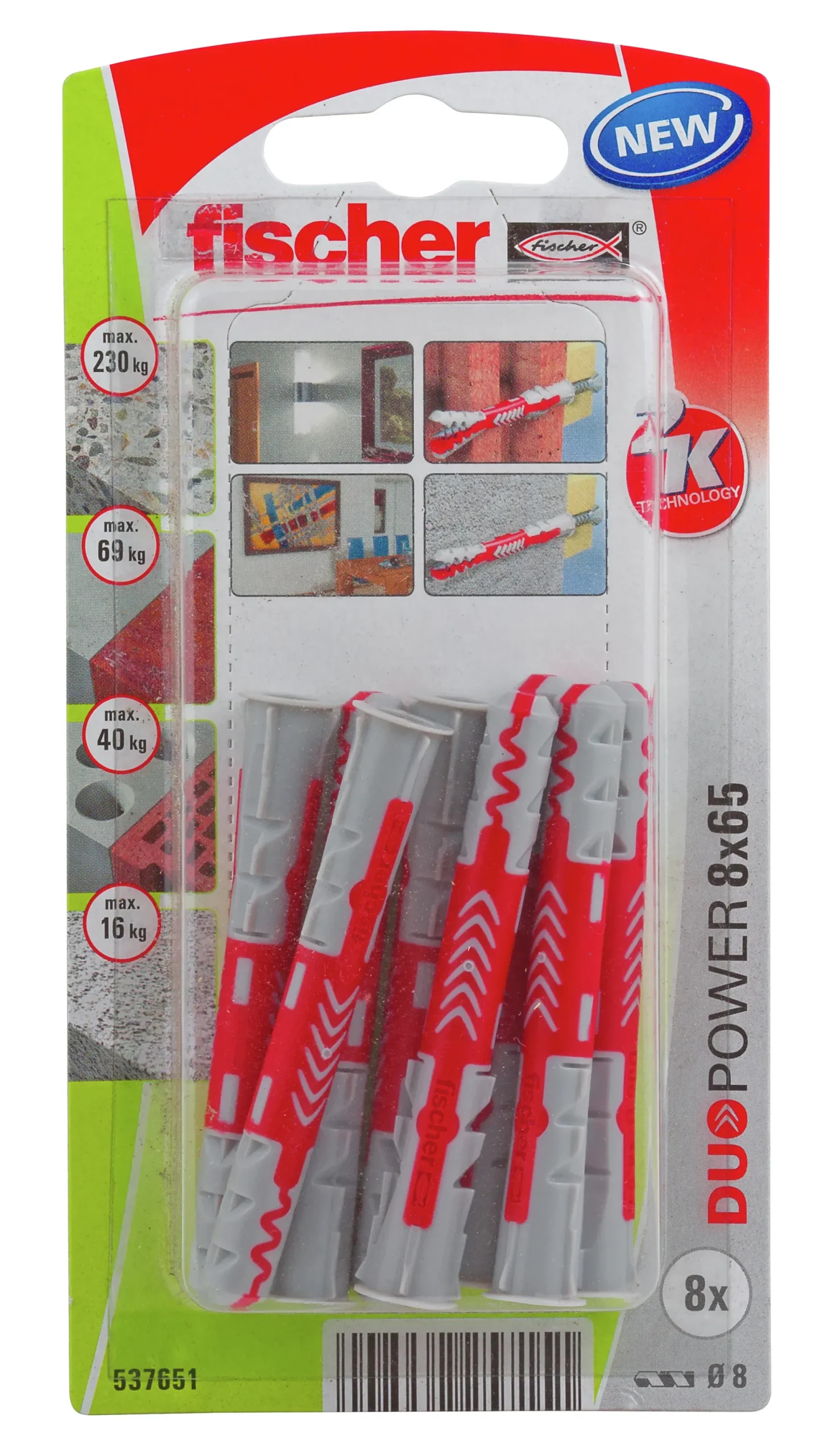 Universalplugg Duopower 8x65mm 8 Stk