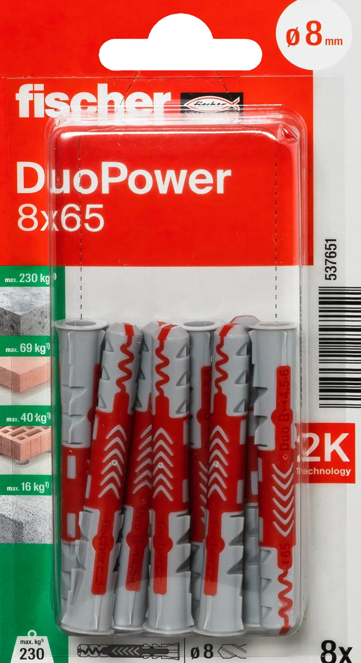 Universalplugg Duopower 8x65mm 8 Stk