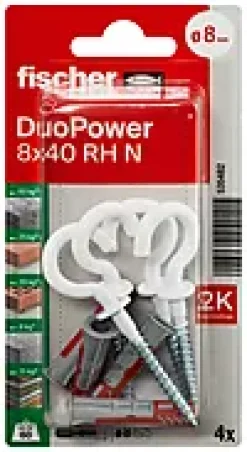 Universalplugg Duopower 8x40 RH N BK 4stk med hvit krok