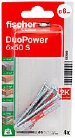 Universalplugg Duopower 6x50 S BK 4stk med skrue