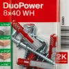 Universalplugg Duopower 8x40 wh BK 4stk med vinkelkrok