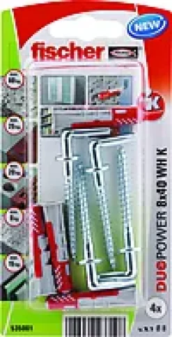 Universalplugg Duopower 8x40 wh BK 4stk med vinkelkrok